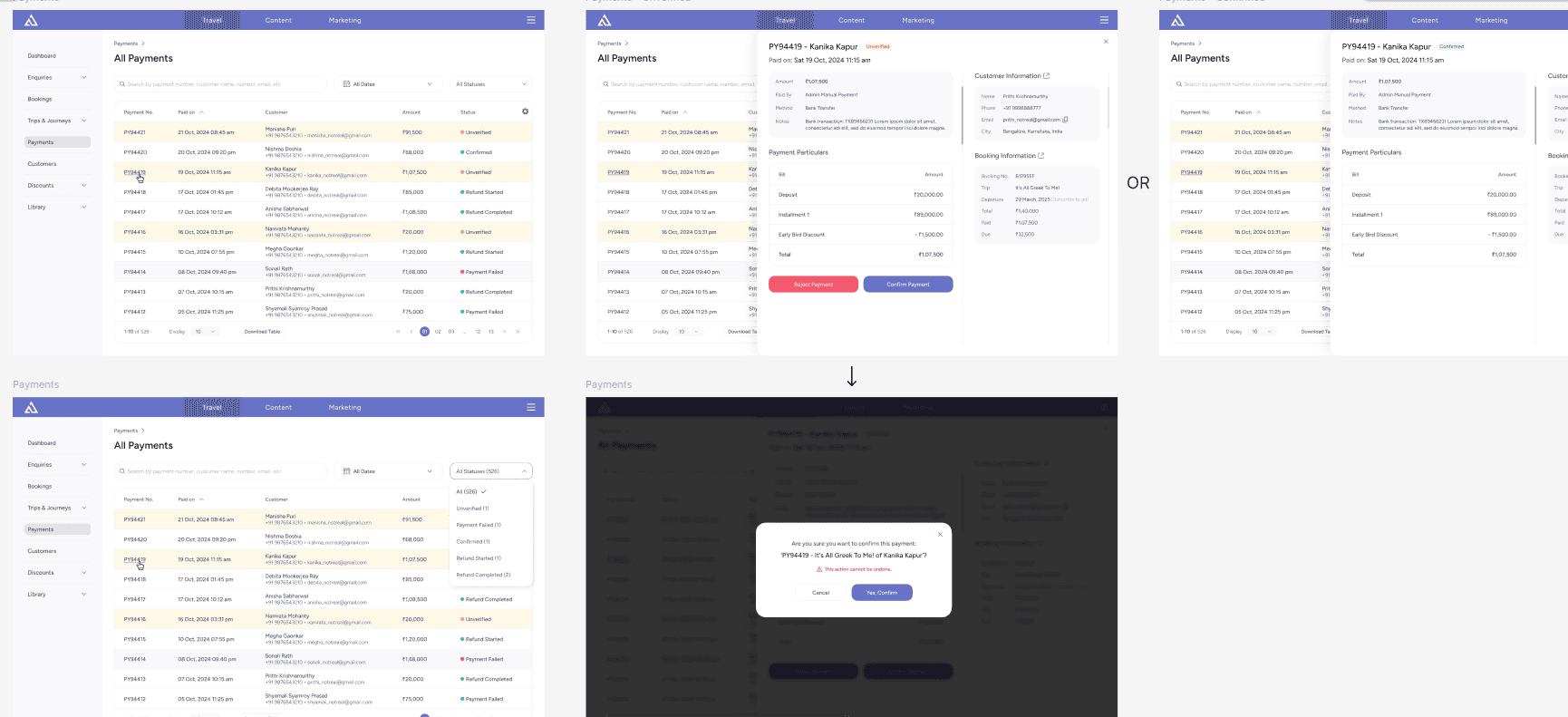 Admin panel screen three